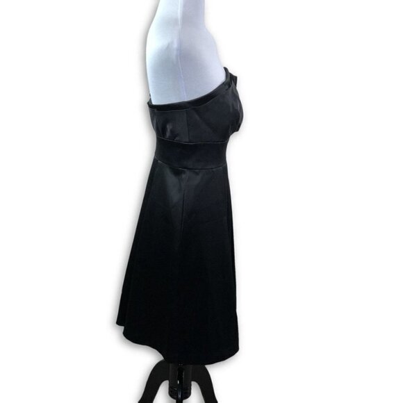WHBM Strapless Black Satin Cocktail Dress - Picture 4 of 6
